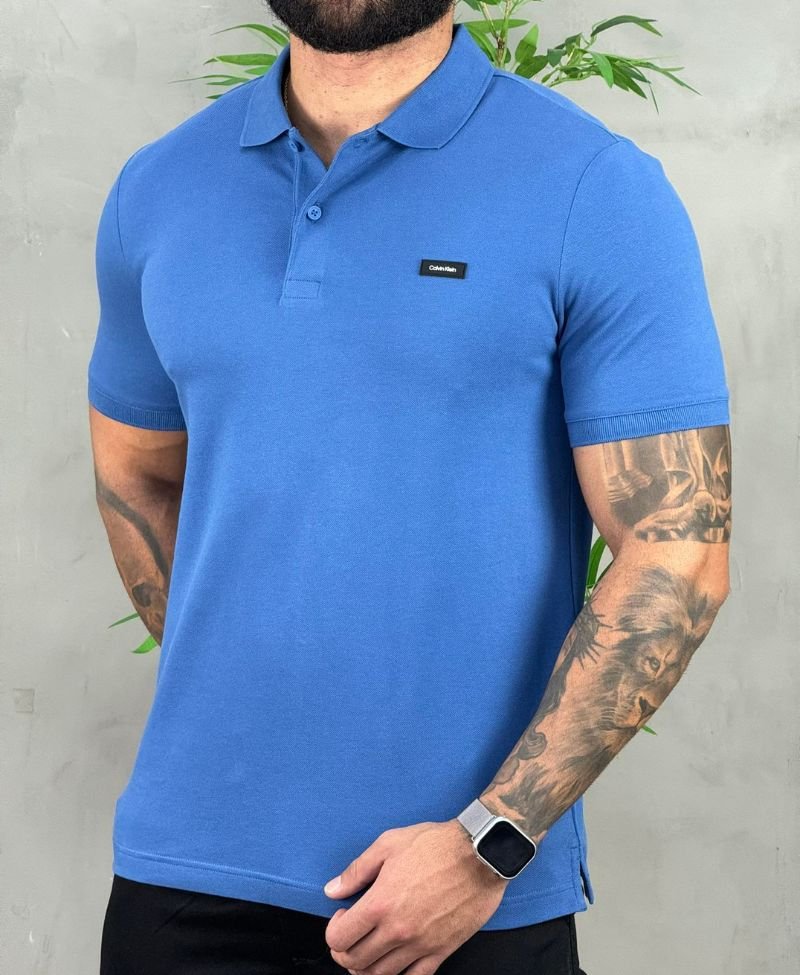 Camisa Polo Azul Céu Masculina Smooth - Calvin Klein