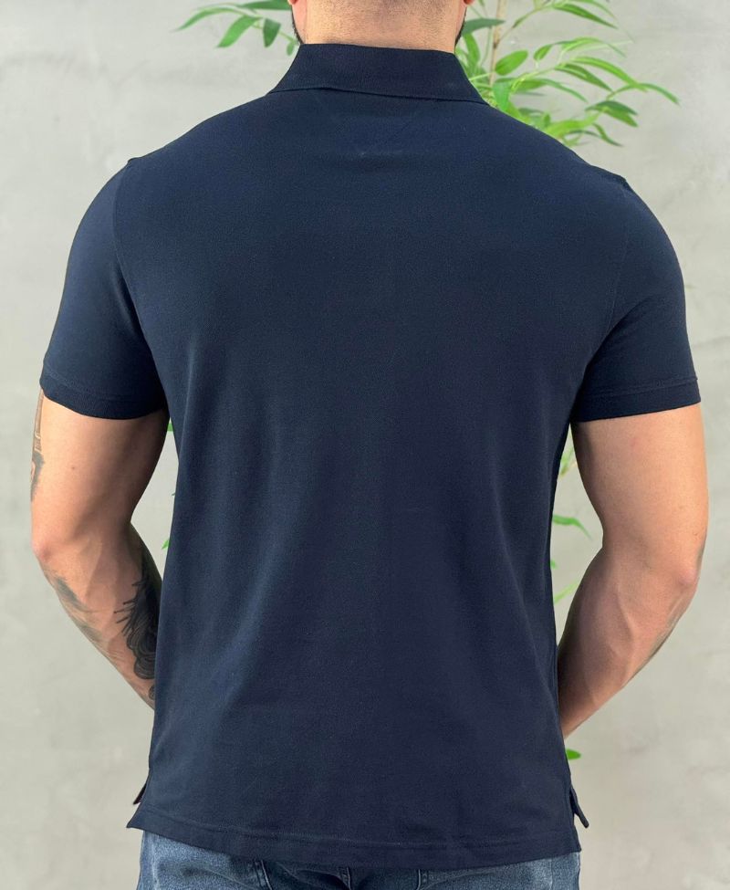 Camisa Polo Azul Marinho Masculina Classic Lisa - Tommy Hilfiger