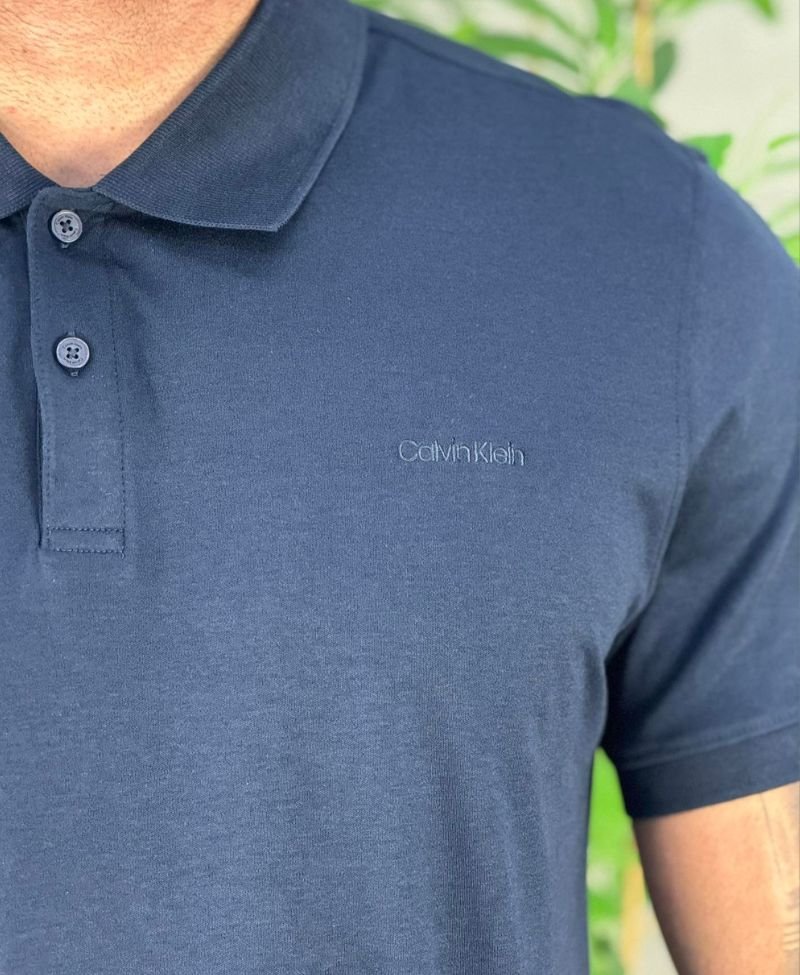 Camisa Polo Azul Marinho Masculina Liquid Touch - Calvin Klein