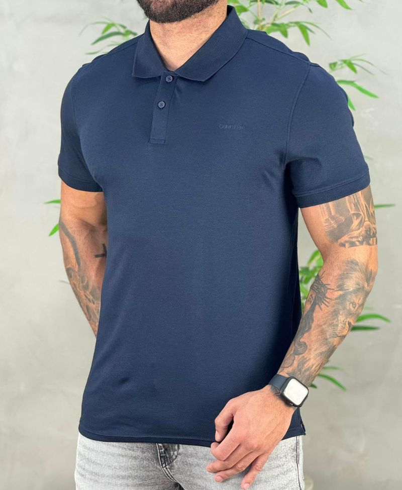 Camisa Polo Azul Marinho Masculina Liquid Touch - Calvin Klein
