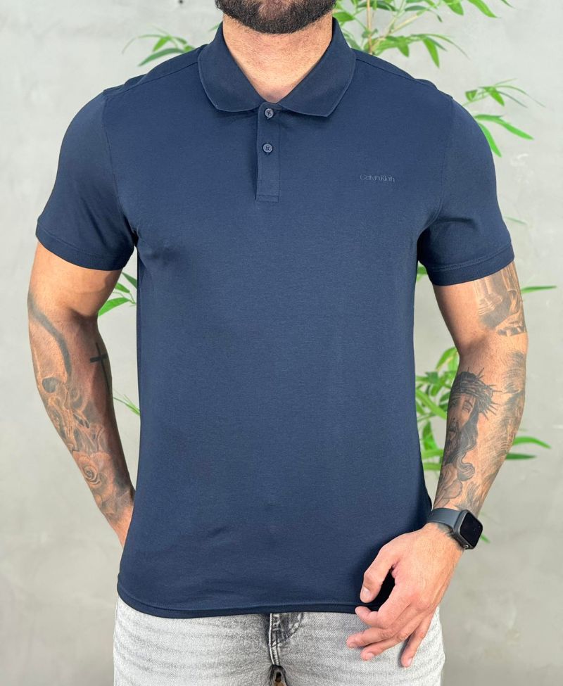 Camisa Polo Azul Marinho Masculina Liquid Touch - Calvin Klein