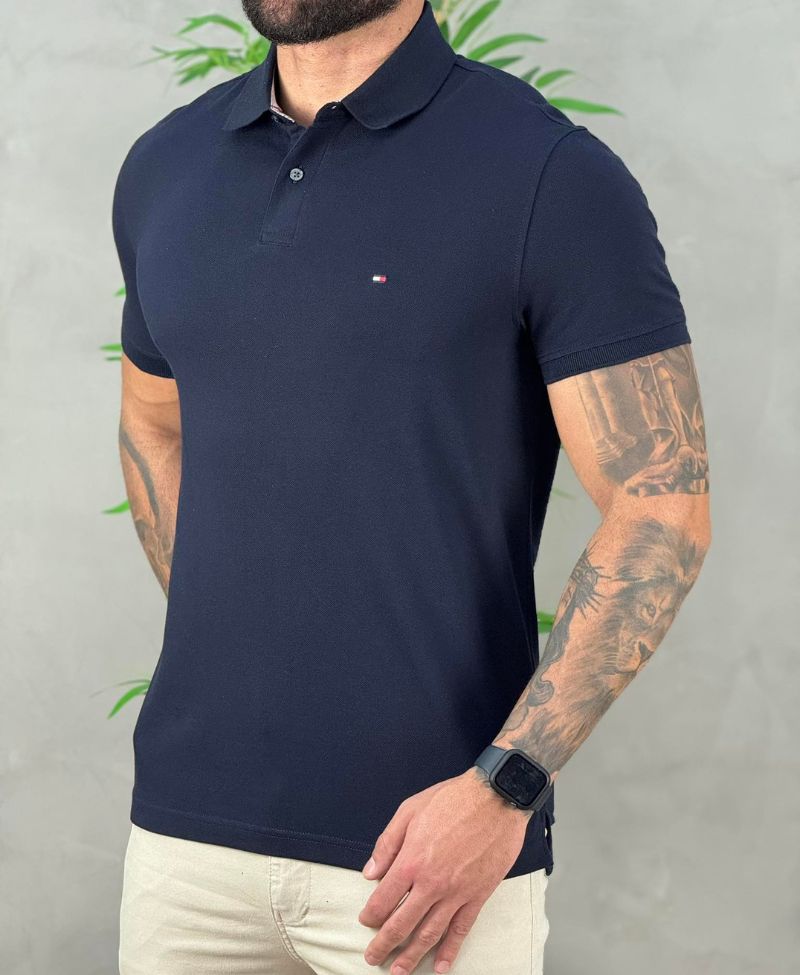 Camisa Polo Azul Marinho Masculina Regular Fit - Tommy Hilfiger