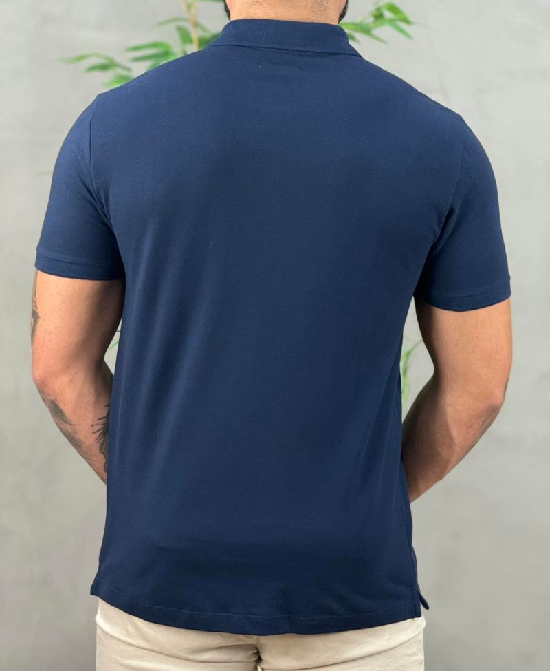 Camisa Polo Azul Marinho Masculina Regular Sem Friso - Calvin Klein