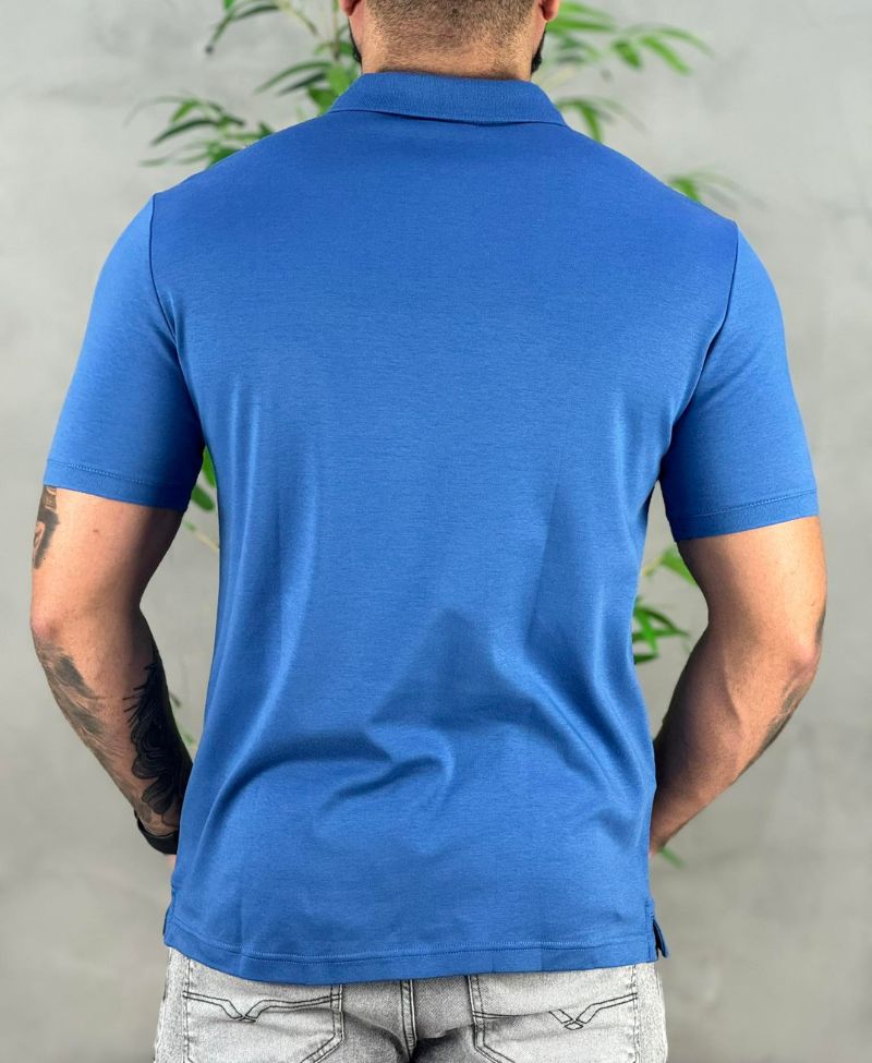 Camisa Polo Azul Masculina Smooth - Calvin Klein