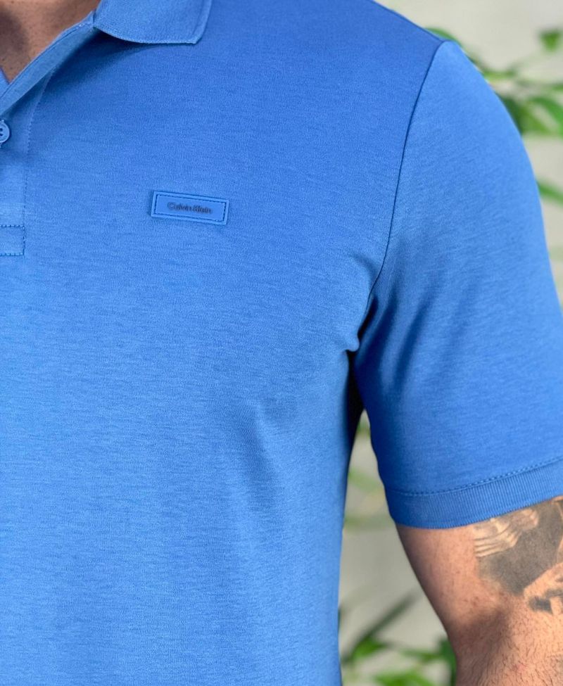 Camisa Polo Azul Masculina Smooth - Calvin Klein
