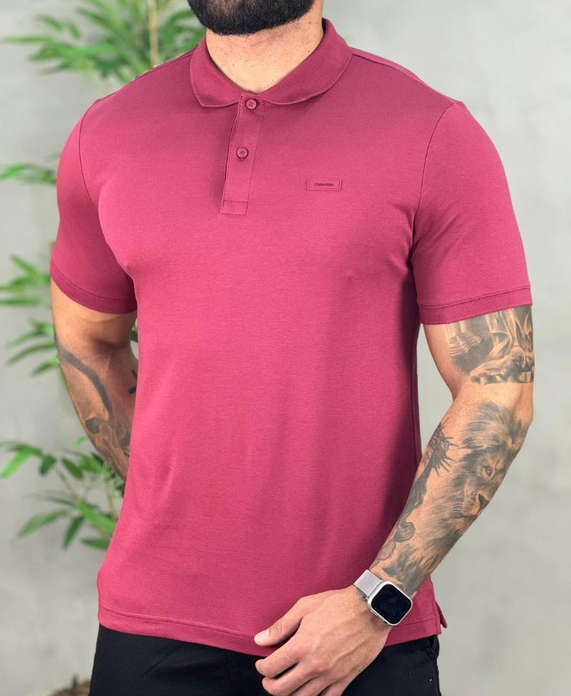 Camisa Polo Bordo Masculina Smooth - Calvin Klein