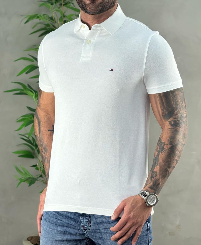Camisa Polo Branca Masculina 1985 Regular Fit - Tommy Hilfiger