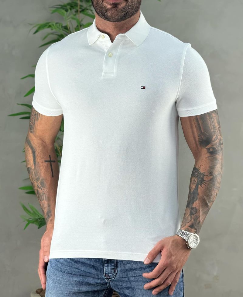 Camisa Polo Branca Masculina 1985 Regular Fit - Tommy Hilfiger