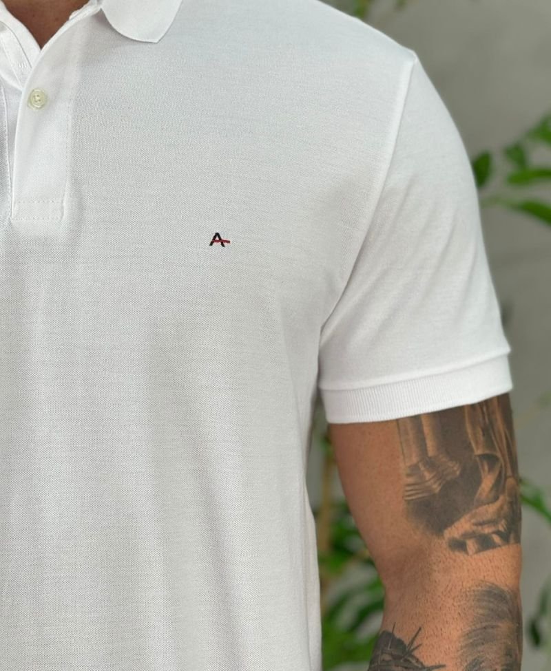 Camisa Polo Branca Masculina Regular - Aramis