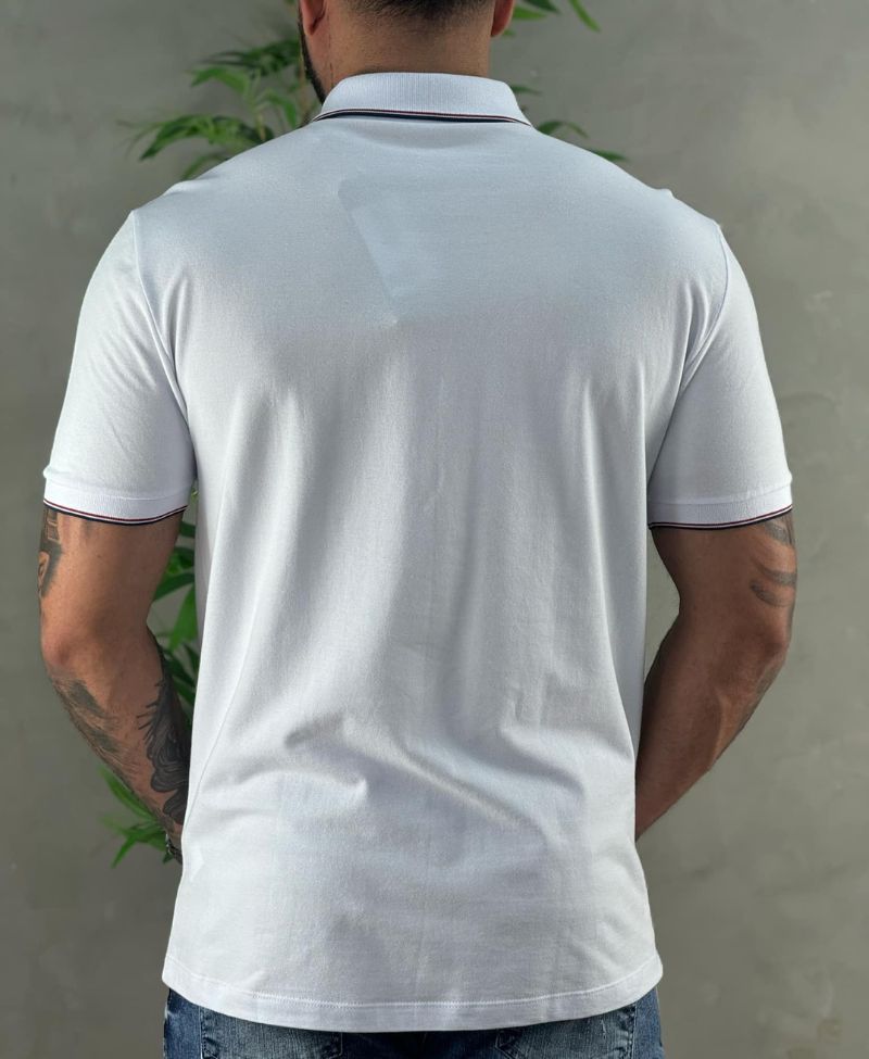 Camisa Polo Branca Masculina With Trims - Forum