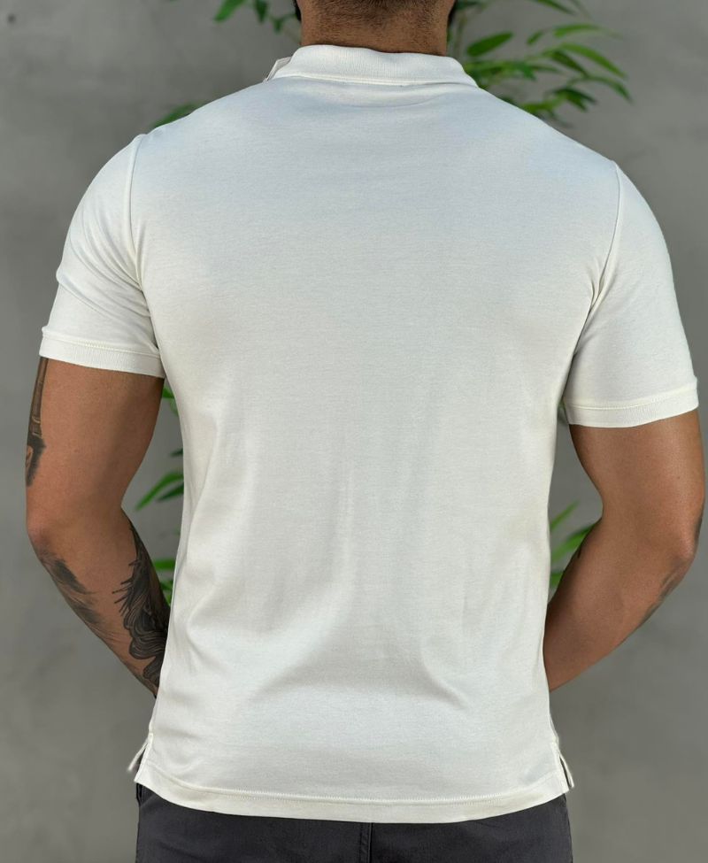 Camisa Polo Off White Masculina Smooth - Calvin Klein