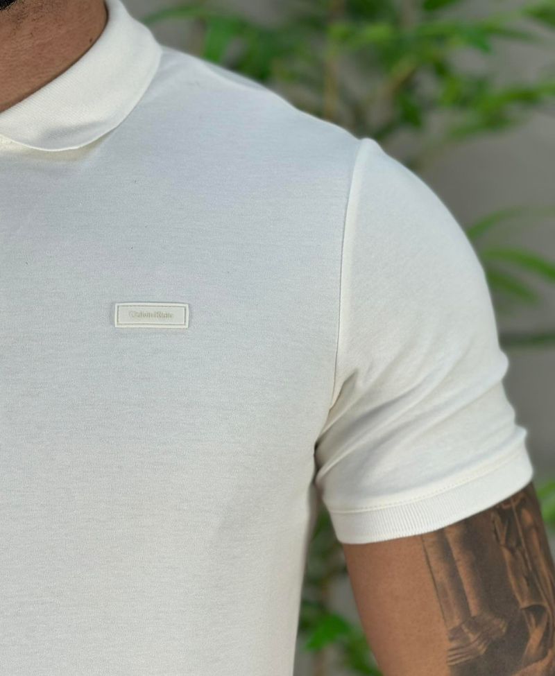 Camisa Polo Off White Masculina Smooth - Calvin Klein