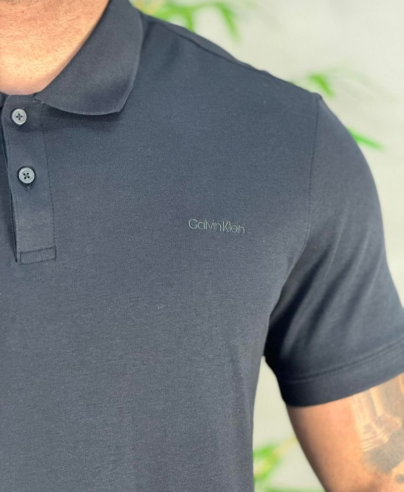 Camisa Polo Preta Masculina Liquid Touch - Calvin Klein