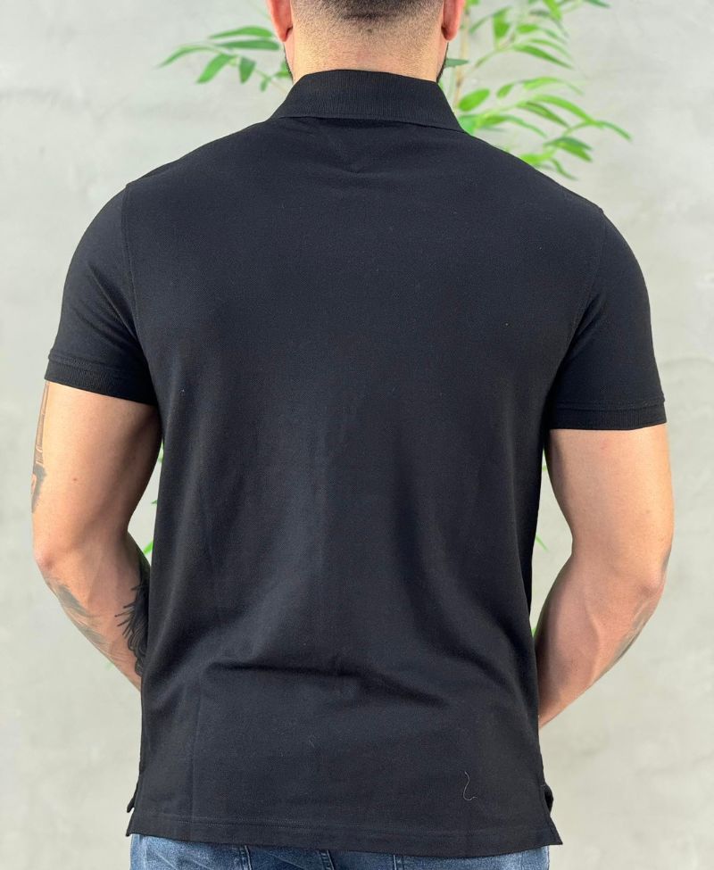 Camisa Polo Preta Masculina Piquet Regular Fit - Tommy Hilfiger