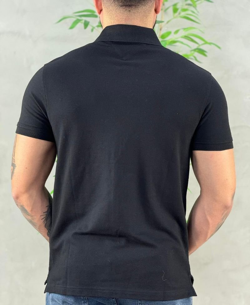 Camisa Polo Preta Masculina Piquet Regular Fit - Tommy Hilfiger