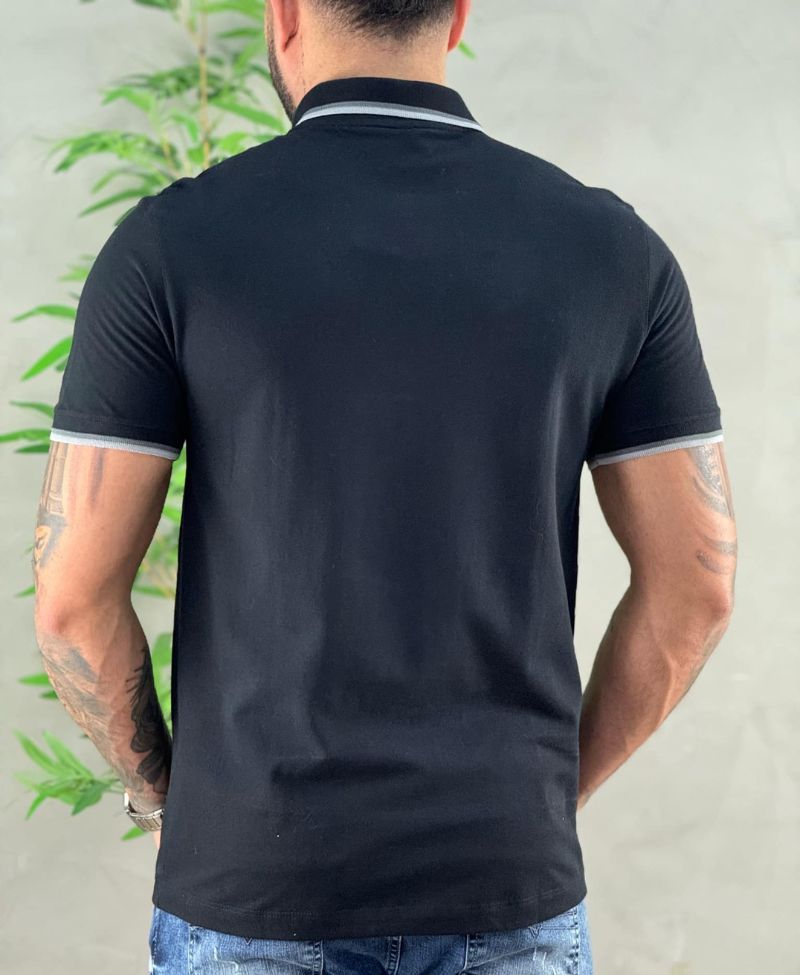 Camisa Polo Preta Masculina Two Lines - John John