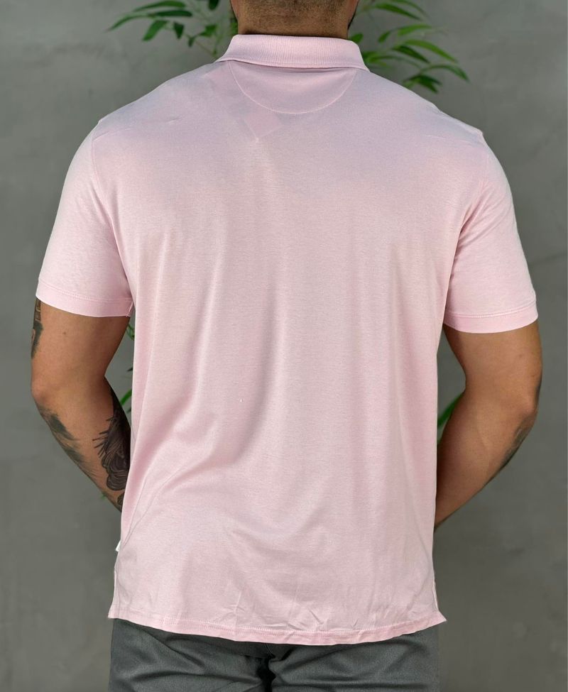 Camisa Polo Rosa Bebe Mesclado Masculina Liquid Touch - Calvin Klein