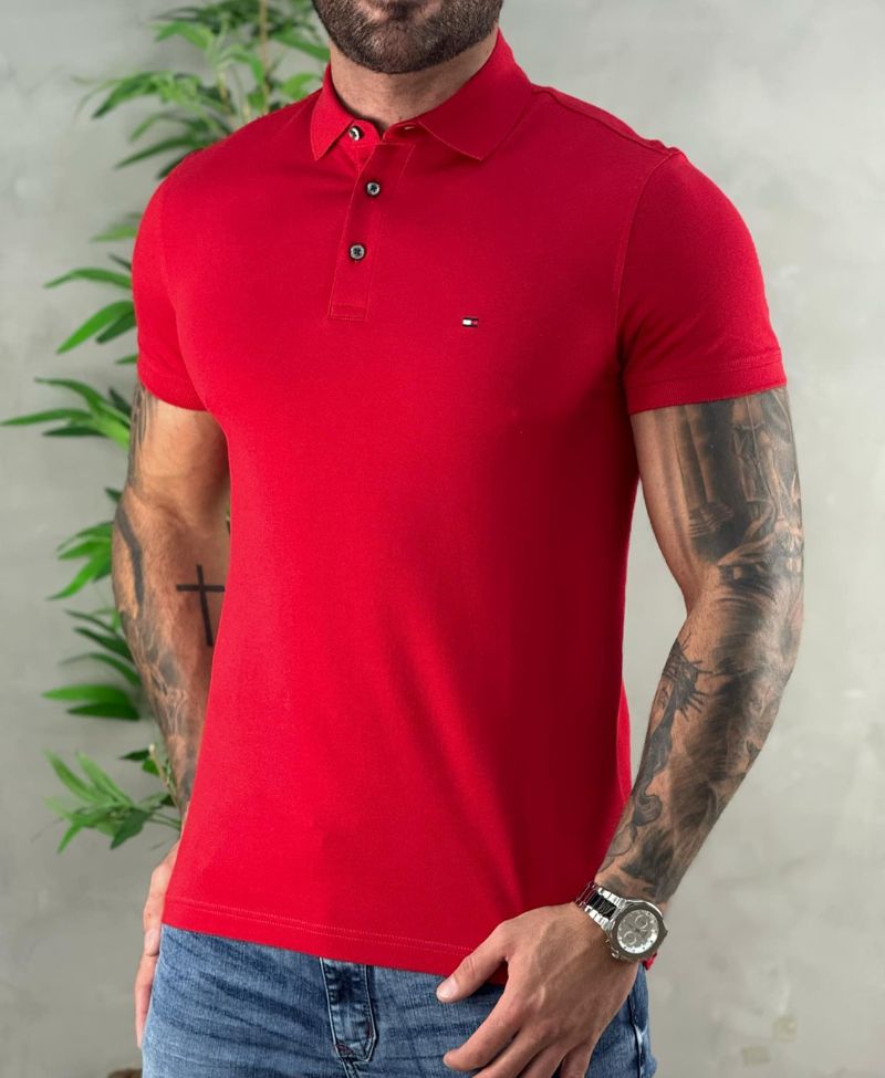 Camisa Polo Vermelho Masculina 1985 Slim Fit - Tommy Hilfiger