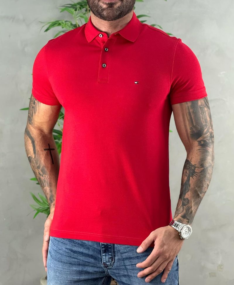 Camisa Polo Vermelho Masculina 1985 Slim Fit - Tommy Hilfiger