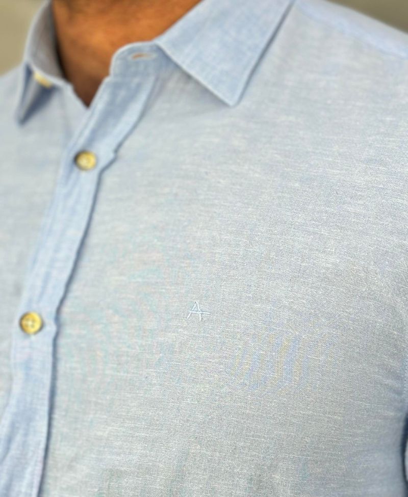 Camisa Azul Bebe Manga Longa Masculina With Linen - Aramis