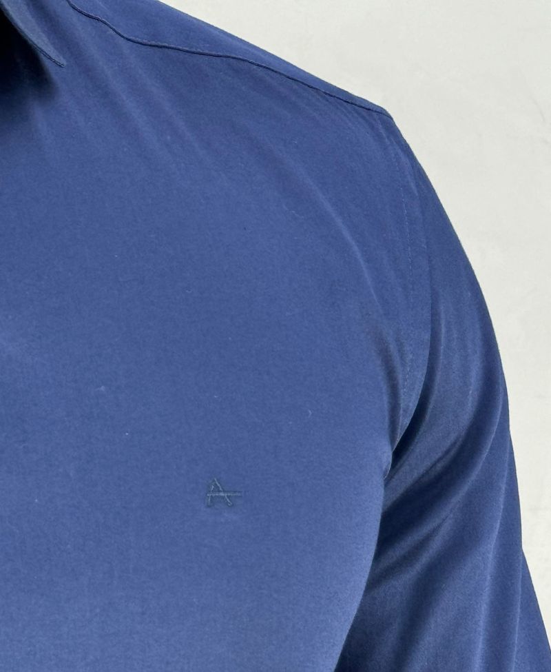 Camisa Social Azul Marinho Manga Longa Masculina Stretch - Aramis