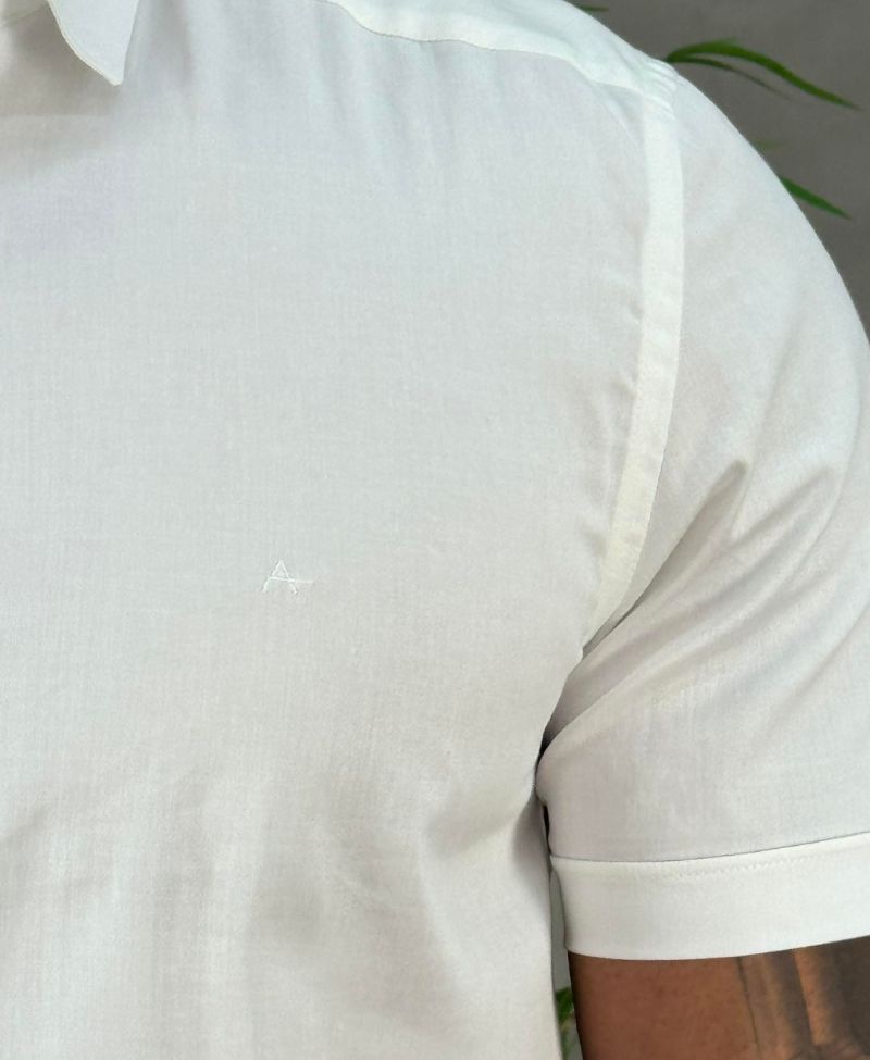 Camisa Social Branca Manga Curta Masculina Super Slim - Aramis