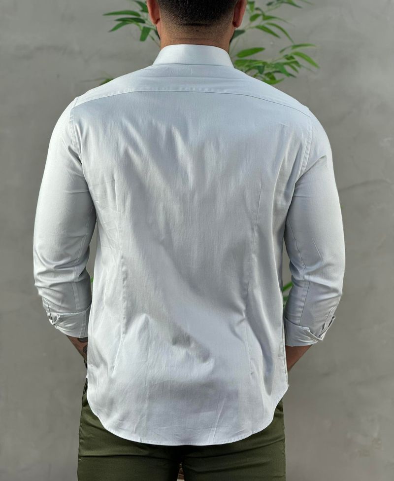 Camisa Social Cinza Manga Longa Masculina Stretch - Aramis