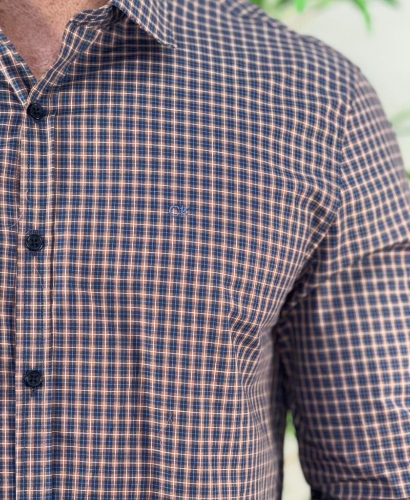 Camisa Xadrez Vermelha Masculina Plaid Slim Fit - Calvin Klein