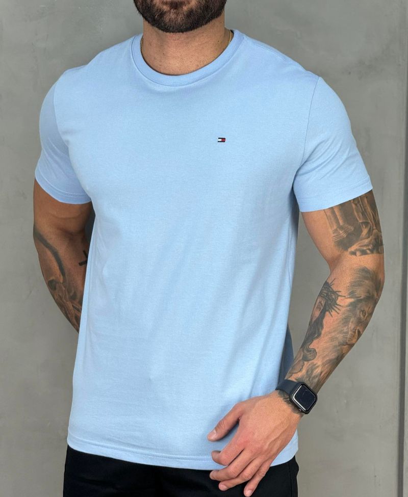 Camiseta Azul Bebe Masculina Clássica Cotton - Tommy Hilfiger
