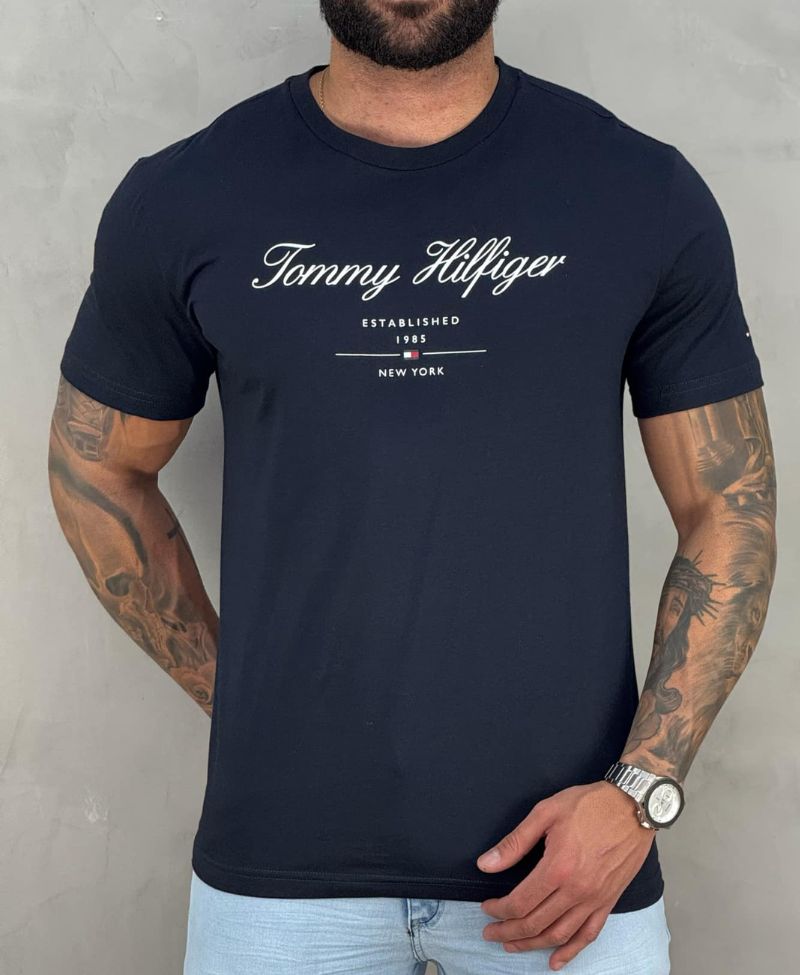 Camiseta Azul Escura Masculina Established - Tommy Hilfiger