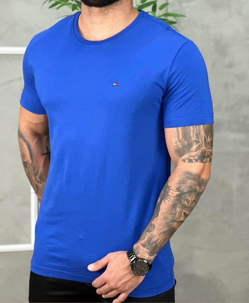 Camiseta Azul Bic Masculina Clássic - Tommy Hilfiger