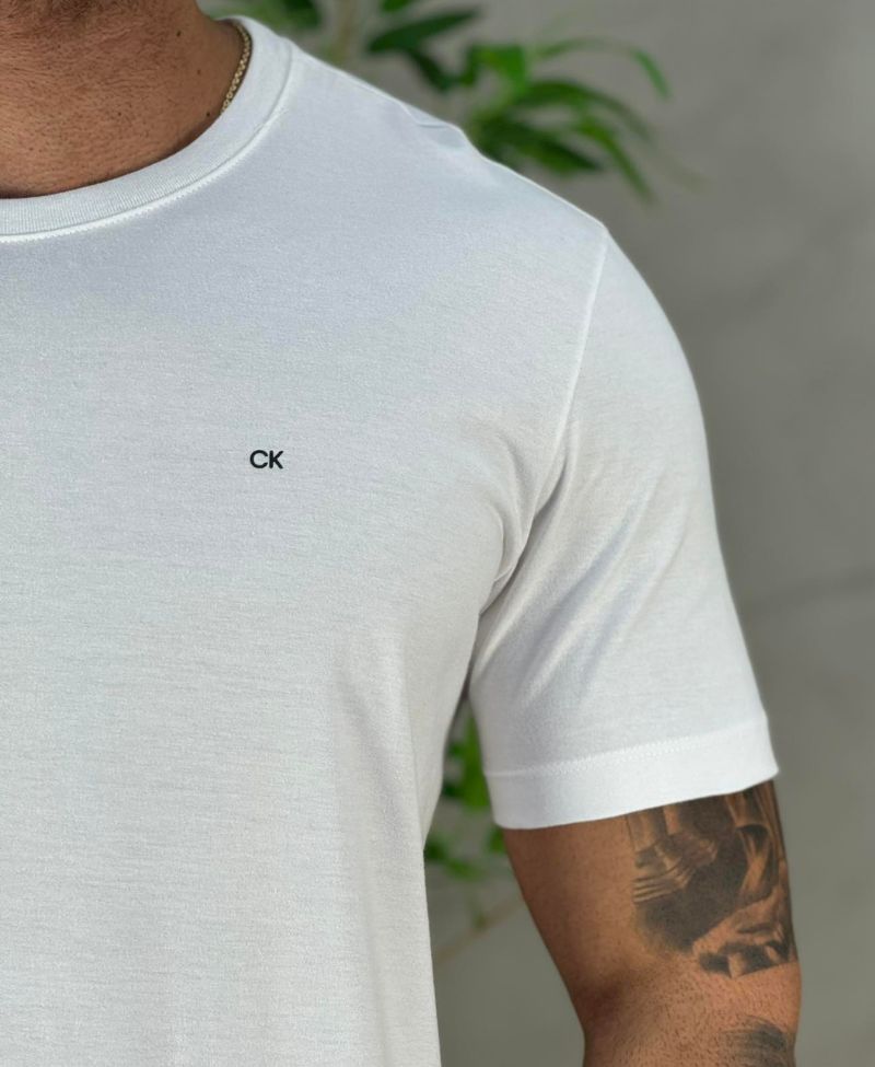 Camiseta Branca Masculina Básica Meia Malha - Calvin Klein