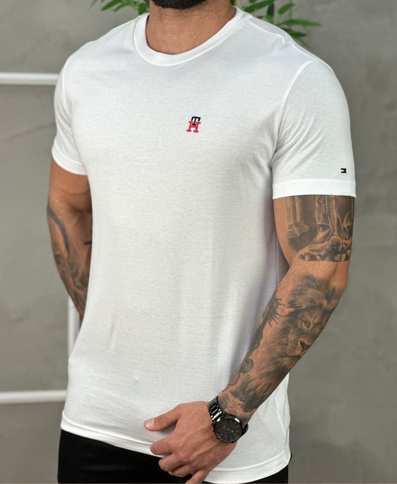Camiseta Branca Masculina Monograma - Tommy Hilfiger
