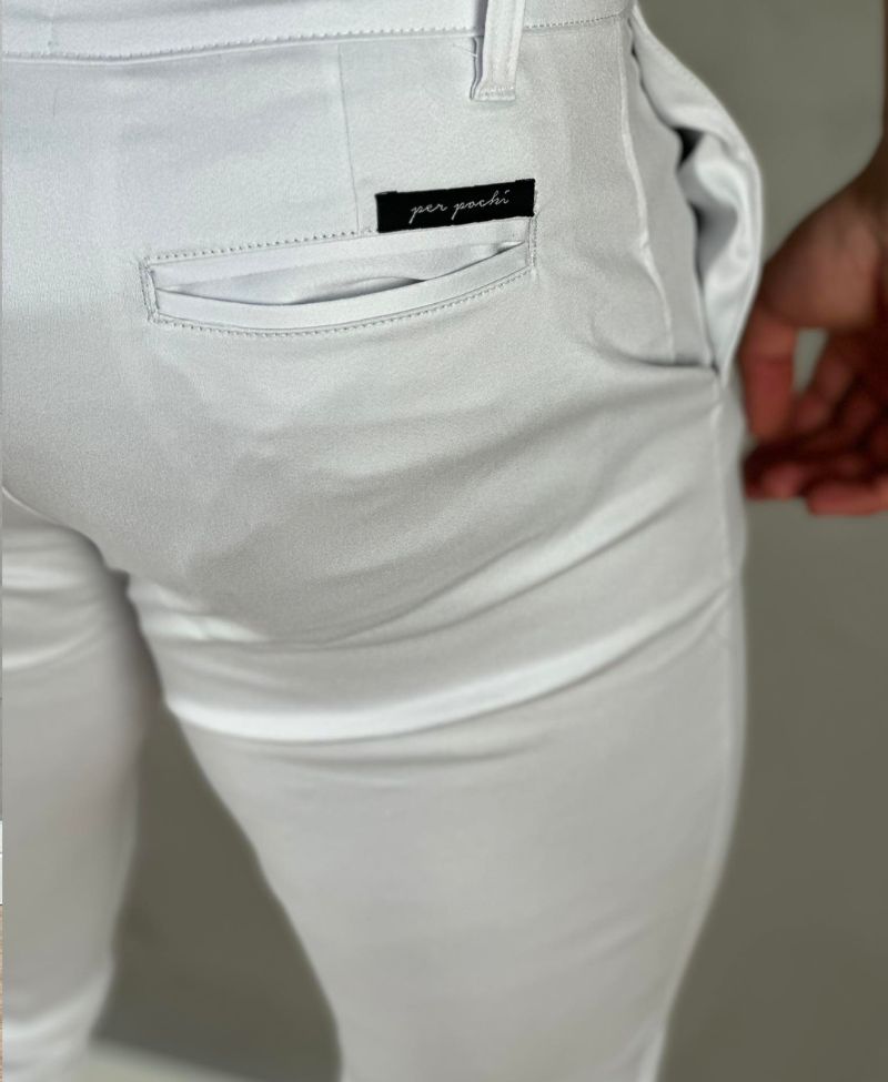 Calça Alfaiataria Branca Masculina Acetinada Skinny - Per Pochi