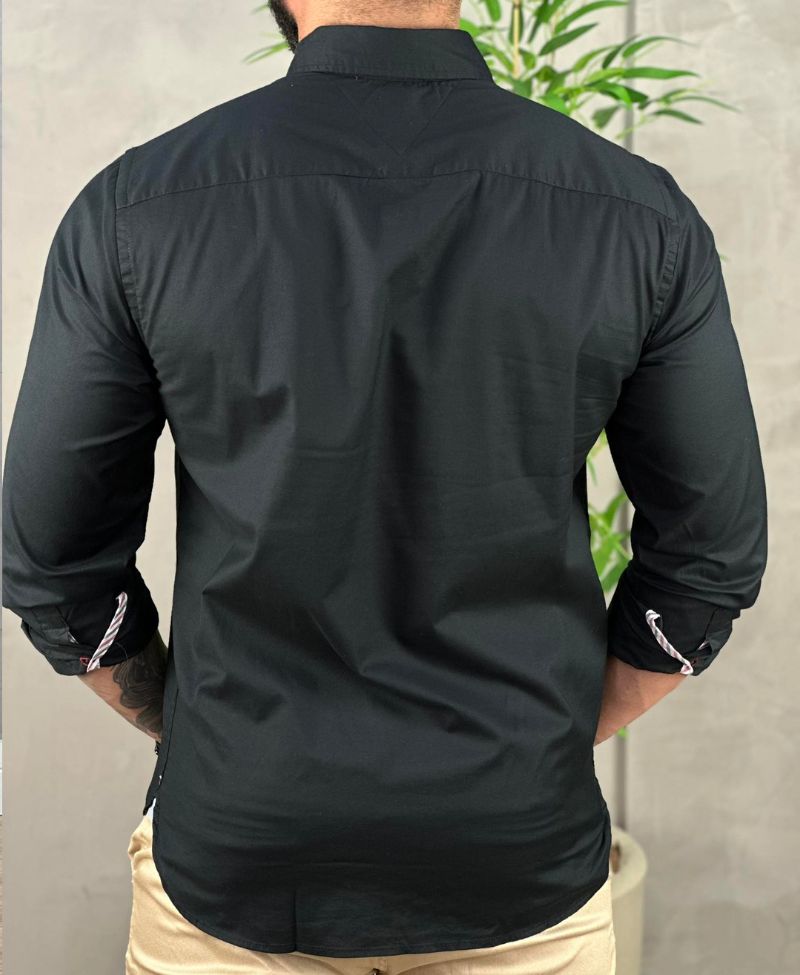 Camisa Social Preta Masculina Regular Fit- Tommy Hilfiger