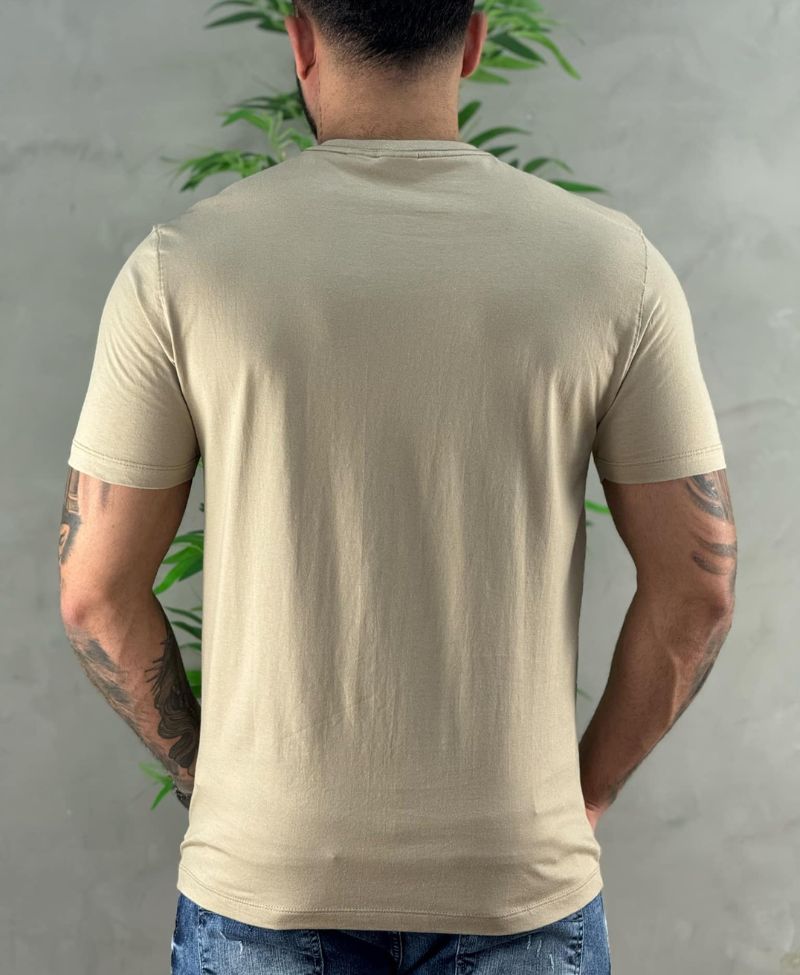 Camiseta Caqui Natural Masculina Malha Regular - Aramis