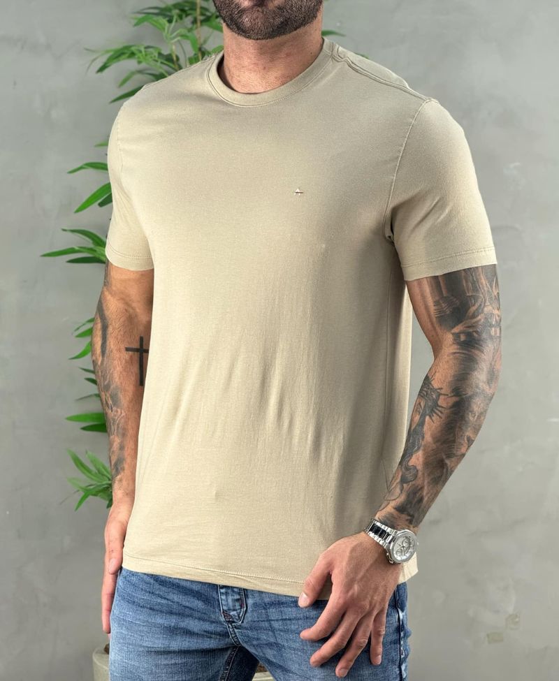 Camiseta Caqui Natural Masculina Malha Regular - Aramis