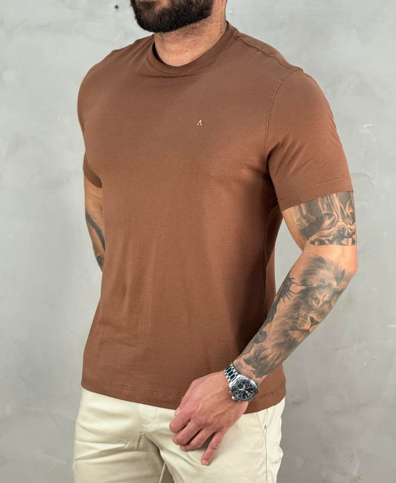 Camiseta Marrom Chocolate Masculina Malha Regular - Aramis