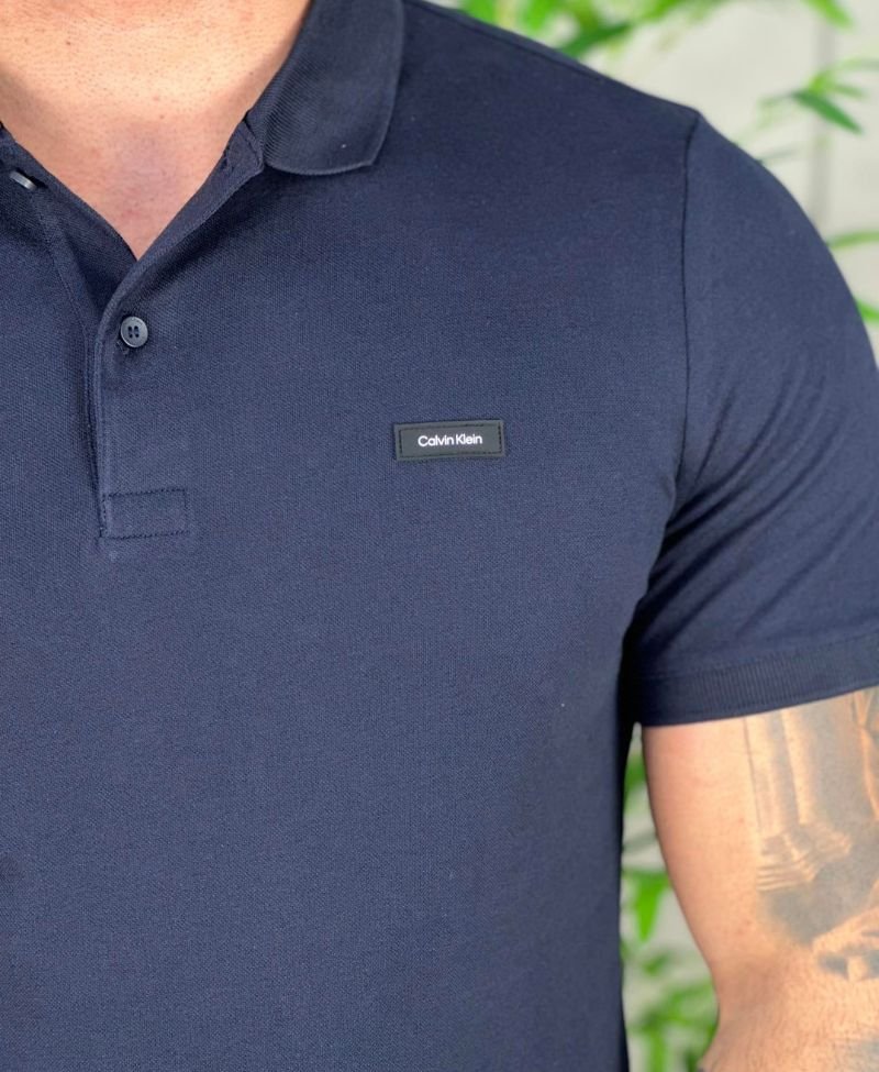 Camisa Polo Azul Marinho Masculino Slim Smooth - Calvin Klein