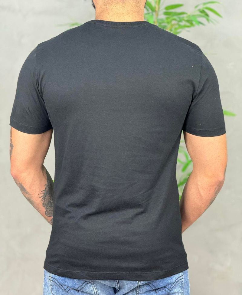 Camiseta Preta Casual Masculina Wolf Ludic - Acostamento