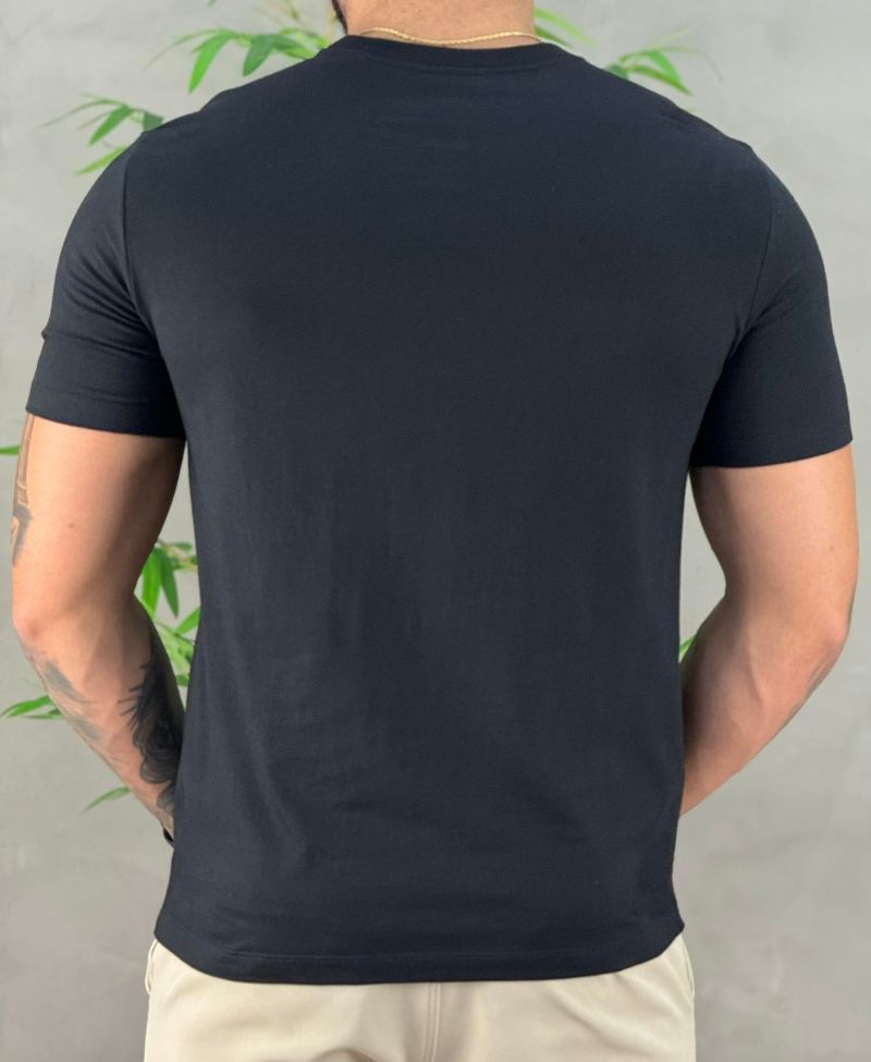 Camiseta Preta Masculina Address Stripe - Calvin Klein