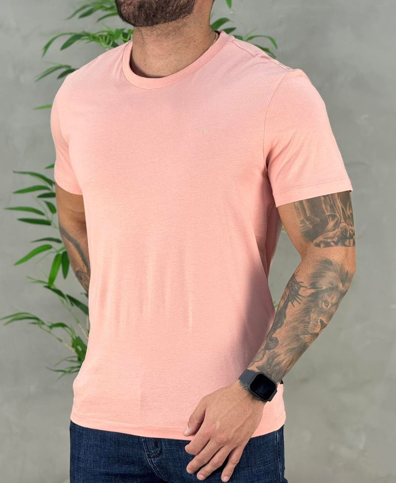 Camiseta Rosa Claro Masculina Básica Logo Minimalista - Calvin Klein