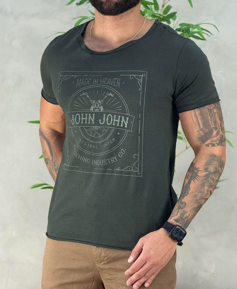 Camiseta Verde Escuro Masculina New Slim - John John