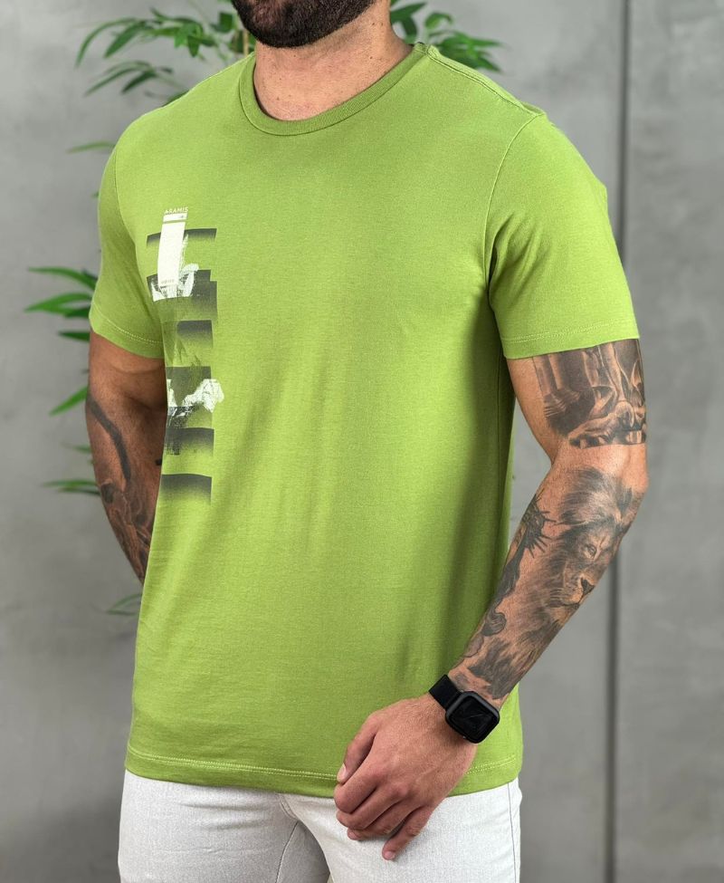 Camiseta Verde Hortelã Masculina Regular - Aramis