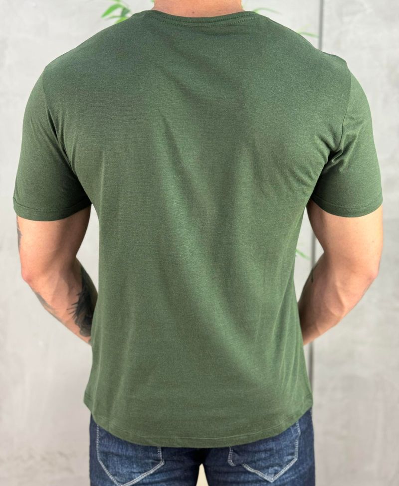 Camiseta Verde Nativo Casual Masculina Mc - Acostamento