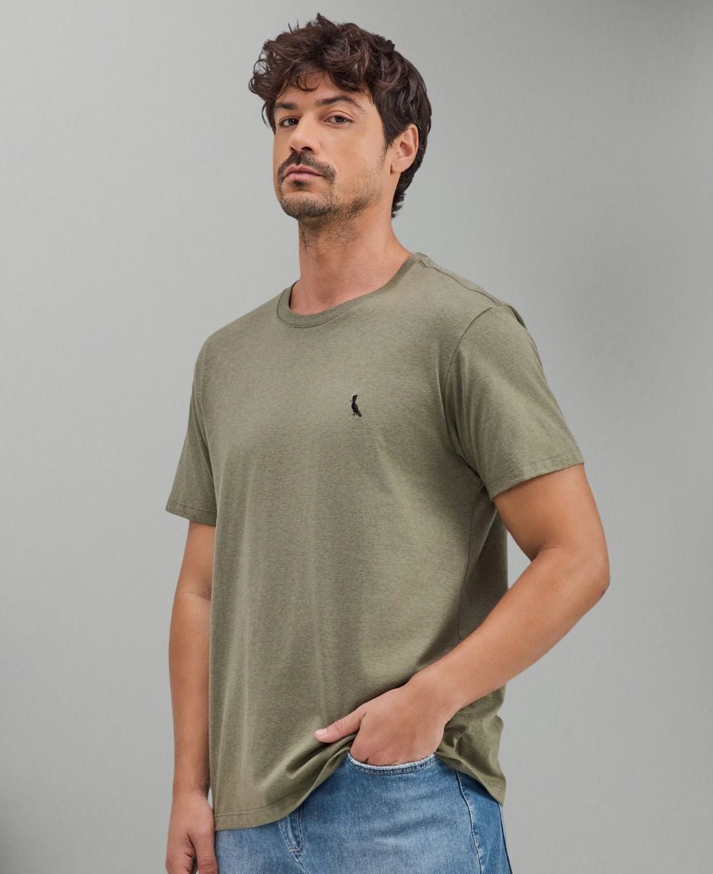 Camiseta Verde Militar Masculina Regular Fit - Reserva