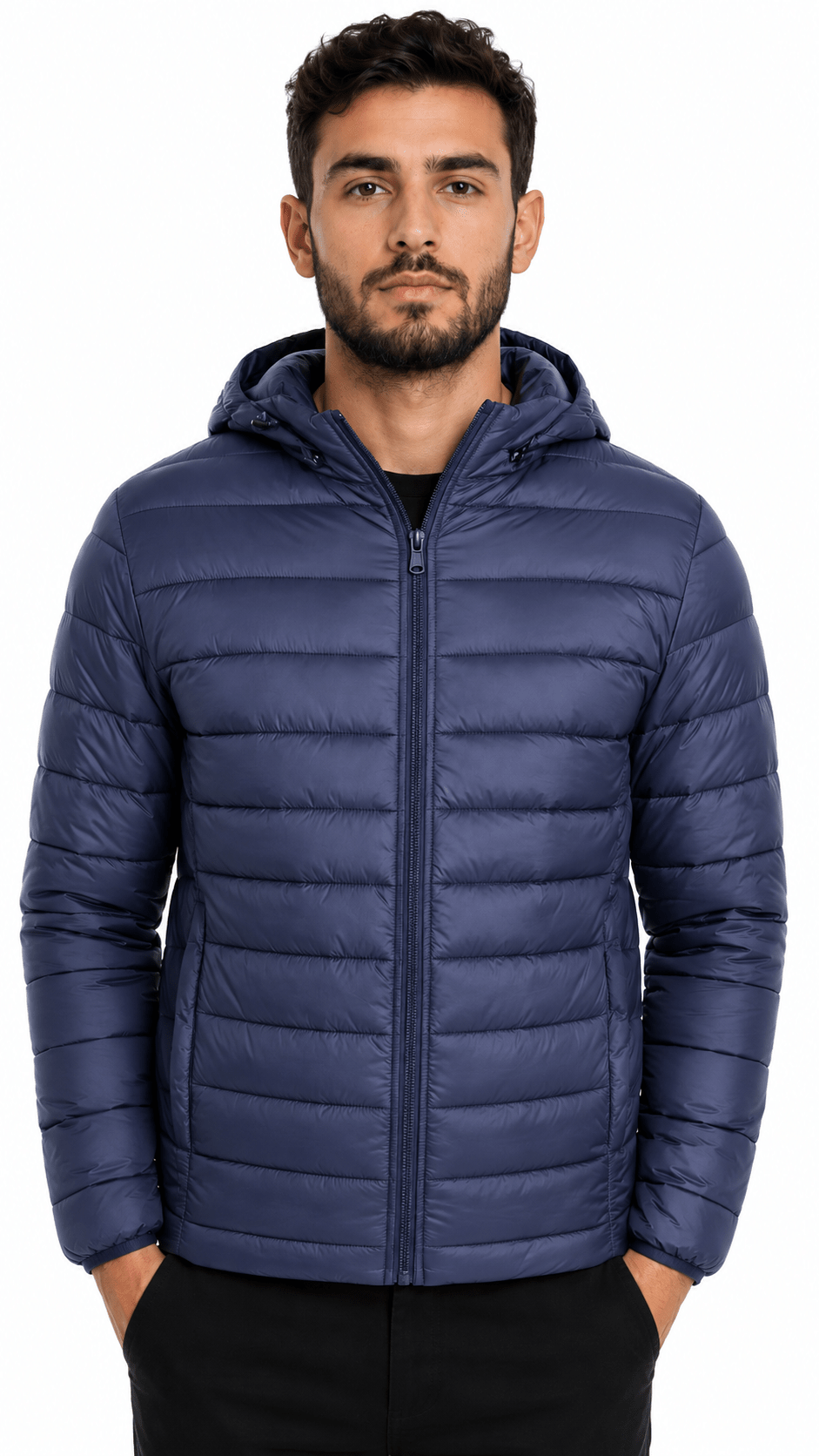 Jaqueta Aul Marinho Masculina Puffer Com Touca - Idel Vest Rouparia
