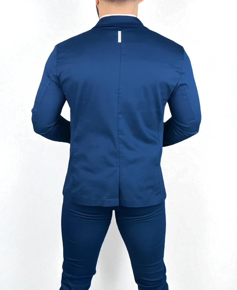 Blazer Azul Marinho Masculino Básico Acetinado - Per Pochi