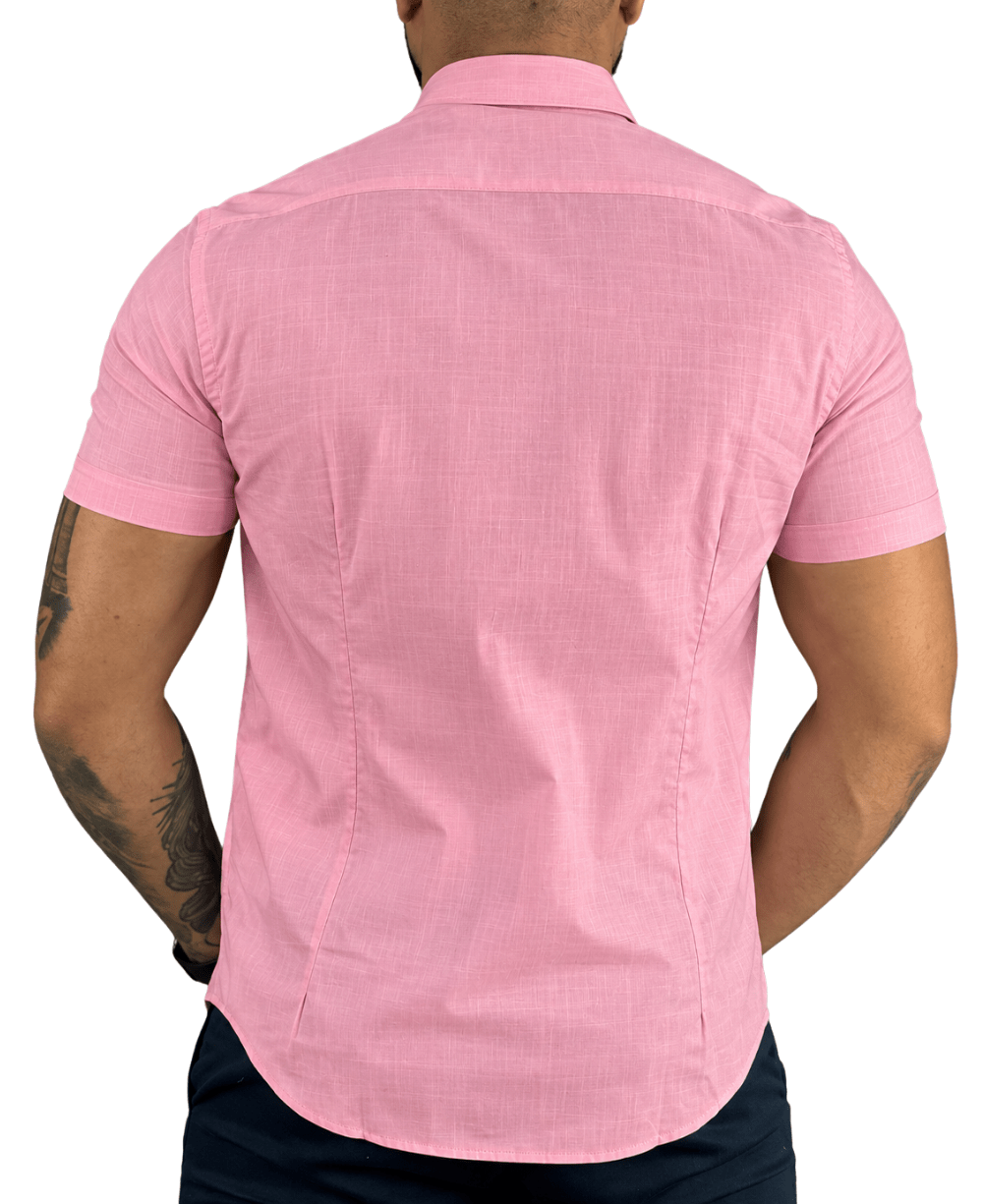Camisa Rosa Masculino Manga Curta - Per Porchi