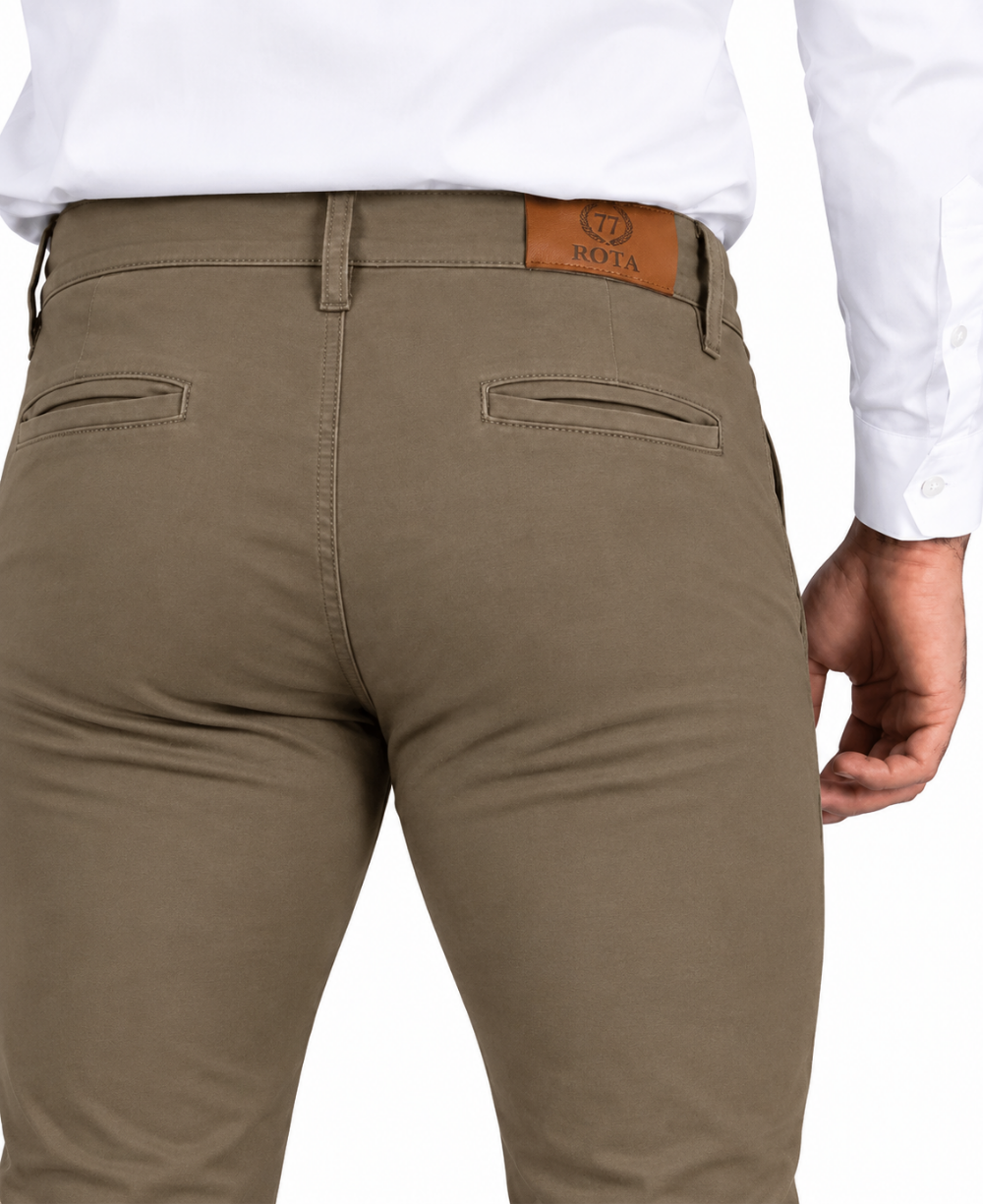 Calça Alfaiataria Caqui Escuro Masculina Skinny - ROTA 77